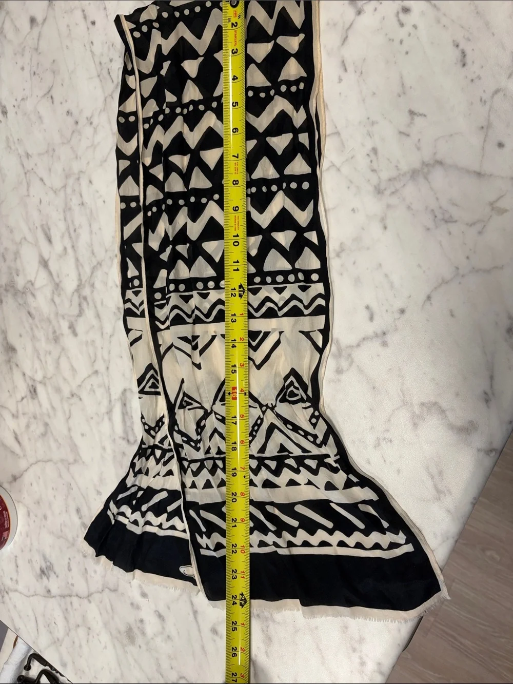 Oscar de la Renta Black & Cream Graphic Print Scarf